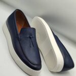 Blue leather shoe