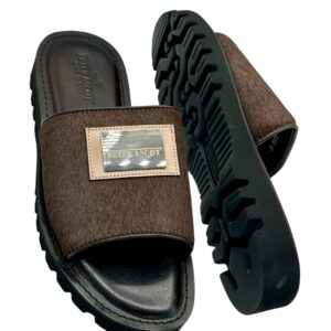 Peter Ascot – Brown Fur Leather Slippers